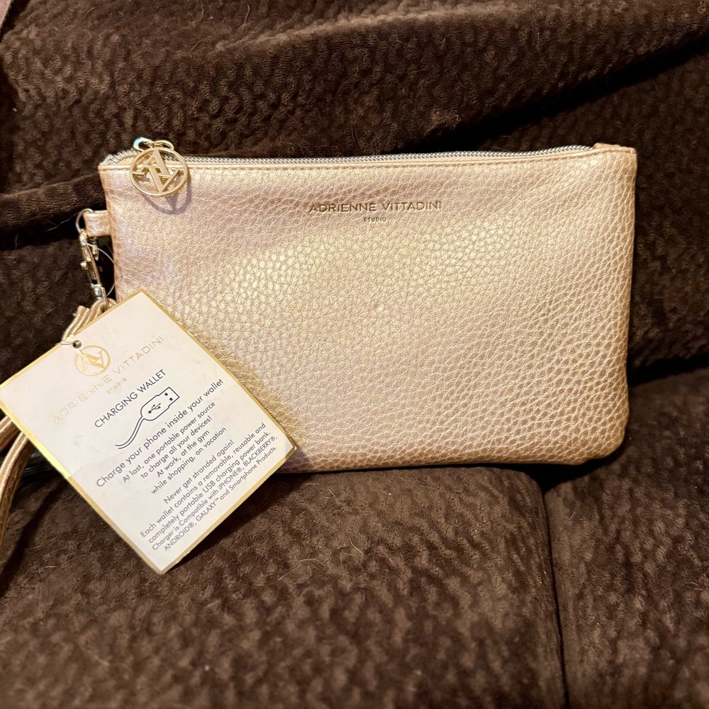 Adrienne Vittadini Gold Charging Wallet